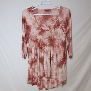 Torrid Super Soft Knits Burt Orange Red Tie Dye Peplum T-Shirt Dress Pockets 12